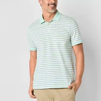 St. John's Bay Essential Striped Oxford Mens Classic Fit Short Sleeve Polo Shirt