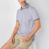 St. John's Bay Essential Striped Oxford Mens Classic Fit Short Sleeve Polo Shirt