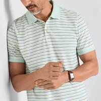 St. John's Bay Essential Striped Oxford Mens Classic Fit Short Sleeve Polo Shirt