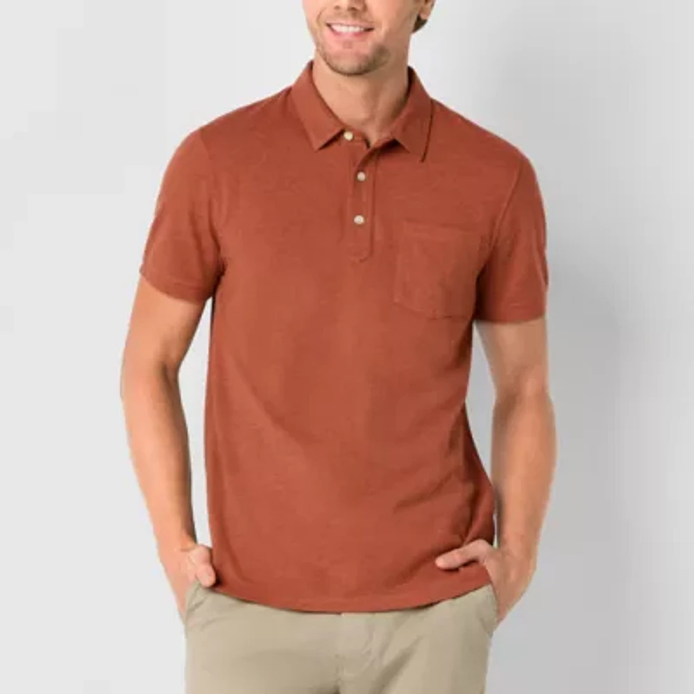 mutual weave Mens Regular Fit Short Sleeve Pocket Polo Shirt