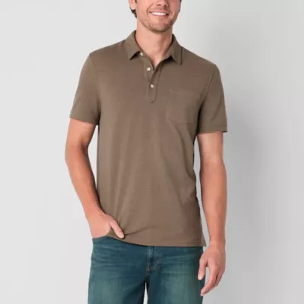 mutual weave Mens Regular Fit Short Sleeve Pocket Polo Shirt