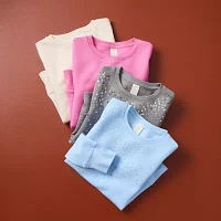 Thereabouts Little & Big Girls Embellished Bling Round Neck Long Sleeve Fleece Sweatshirt