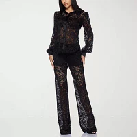 Premier Amour Lace Womens Long Sleeve Blouse