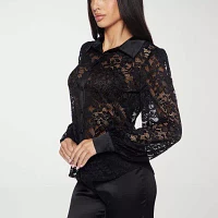 Premier Amour Lace Womens Long Sleeve Blouse