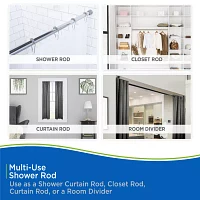 Kenney Twist & Fit No Tools Rust-Proof 42-72 IN Adjustable Tension Shower Curtain Rod