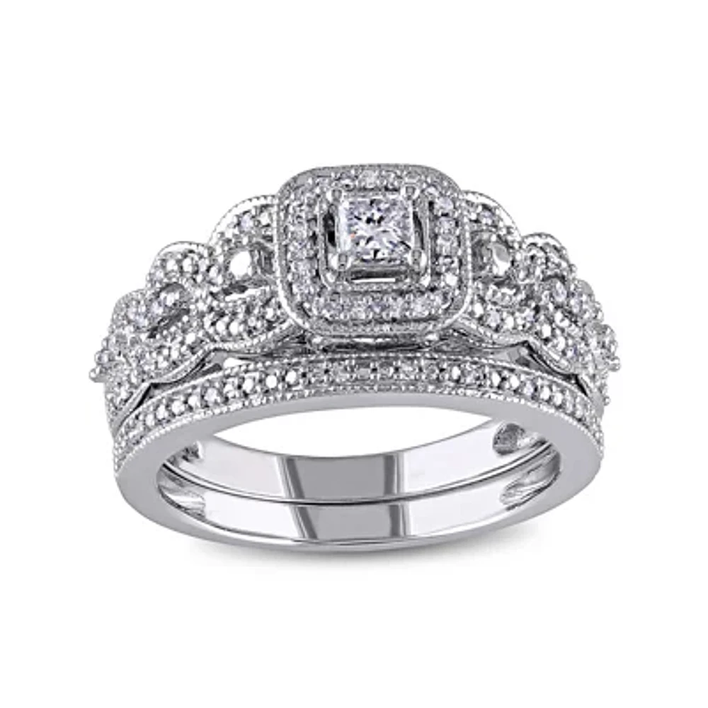 1/2 CT. T.W. Diamond 14K White Gold Bridal Ring Set