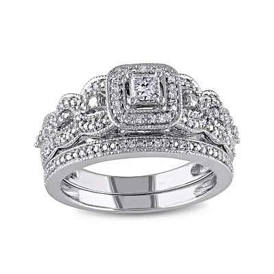 1/2 CT. T.W. Diamond 14K White Gold Bridal Ring Set