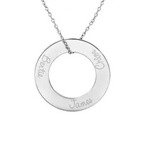 Personalized Sterling Silver 29mm Circle Family Name Pendant Necklace