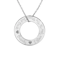 Personalized Sterling Silver 29mm "I Love You To The Moon And Back" Round Pendant Necklace