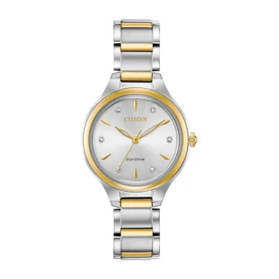 Citizen Corso Womens Diamond Accent Two Tone Stainless Steel Bracelet Watch Fe2104-50a