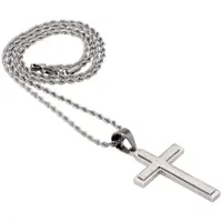 Mens Lord's Prayer 2-pc Stainless Steel Cross Necklace and ID bracelet Jewerly Set