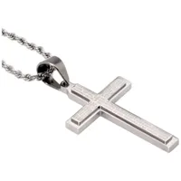 Mens Lord's Prayer 2-pc Stainless Steel Cross Necklace and ID bracelet Jewerly Set