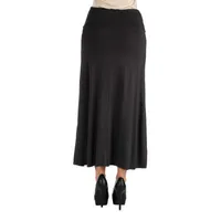 24/7 Comfort Apparel Elastic Waist Solid Maxi Skirt