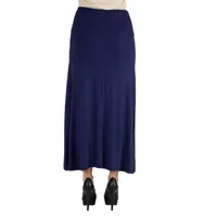 24/7 Comfort Apparel Elastic Waist Solid Maxi Skirt