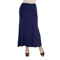 24/7 Comfort Apparel Elastic Waist Solid Maxi Skirt