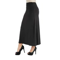 24/7 Comfort Apparel Elastic Waist Solid Maxi Skirt