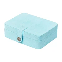 Mele and Co Giana Plush Fabric Aqua Jewelry Travel Case