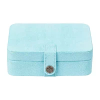 Mele and Co Giana Plush Fabric Aqua Jewelry Travel Case