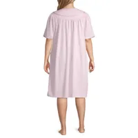 Adonna Womens Plus Waffle Short Sleeve Knee Length Robe