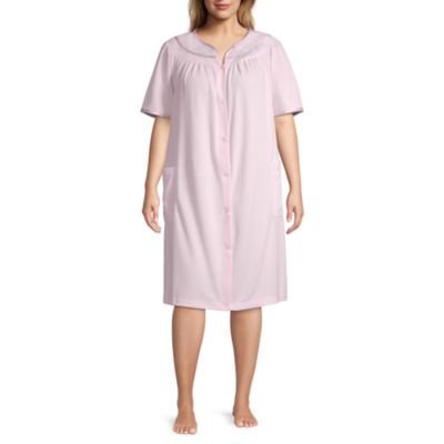 Adonna Womens Plus Waffle Short Sleeve Knee Length Robe