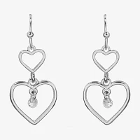 Bijoux Bar Delicates Silver Tone Glass Heart Drop Earrings