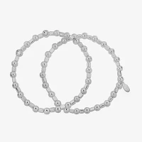 Bijoux Bar Delicates Silver Tone 2-pc. Glass Round Bracelet Set