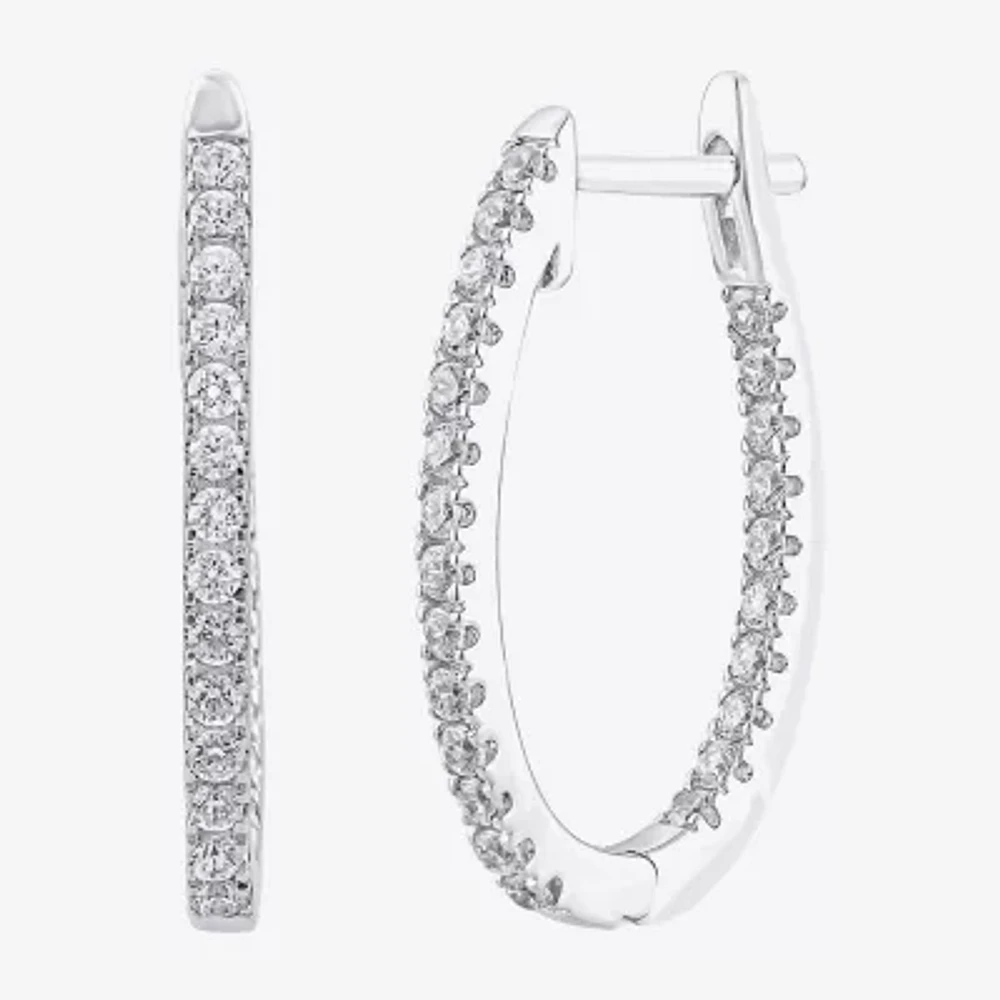 (H-I / I1) 1/2 CT. T.W. Lab Grown White Diamond 10K or 14K Gold 20.7mm Hoop Earrings