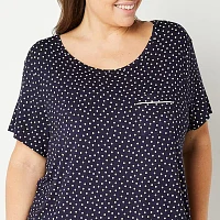 Liz Claiborne Cool and Calm Womens Plus Short Sleeve Round Neck Nightshirt