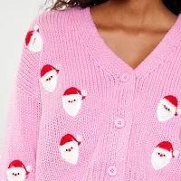 Forever 21 Santa Womens V Neck Long Sleeve Button Cardigan Juniors