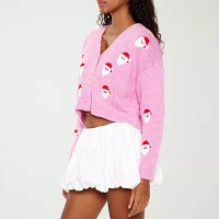 Forever 21 Santa Womens V Neck Long Sleeve Button Cardigan Juniors