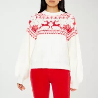 Forever 21 Juniors Fairisle Deer Sweater Womens Crew Neck Long Sleeve Holiday Pullover