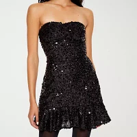 Forever 21 Strapless Glitter Womens Sleeveless A-Line Dress Juniors