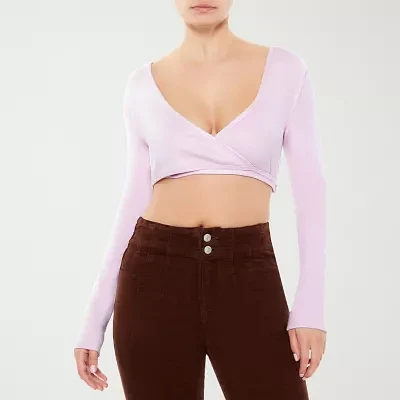 Forever 21 Juniors Womens V Neck Long Sleeve Blouse