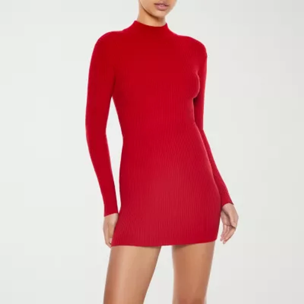 Forever 21 Red Turtleneck Sweater Dress Womens Long Sleeve Bodycon Juniors