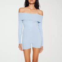 Forever 21 Off Shoulder Long Sleeve Romper-Juniors