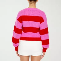 Forever 21 Juniors Womens Crew Neck Long Sleeve Striped Pullover Sweater