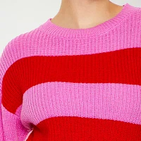 Forever 21 Juniors Womens Crew Neck Long Sleeve Striped Pullover Sweater