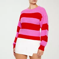 Forever 21 Juniors Womens Crew Neck Long Sleeve Striped Pullover Sweater