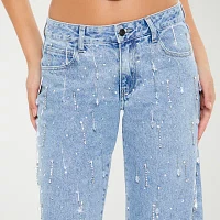 Forever 21 Juniors Embellished Womens Mid Rise Baggy Fit Jean