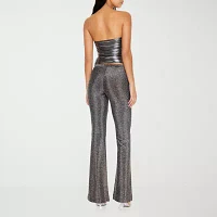 Forever 21-Juniors Glitter Pant Womens High Rise Flare Pull-On Pants