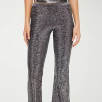 Forever 21-Juniors Glitter Pant Womens High Rise Flare Pull-On Pants