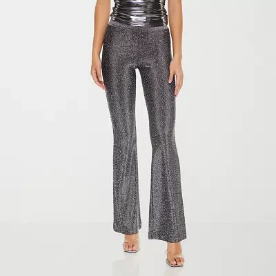 Forever 21-Juniors Rhinestone Womens High Rise Flare Pull-On Pants