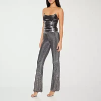 Forever 21-Juniors Glitter Pant Womens High Rise Flare Pull-On Pants