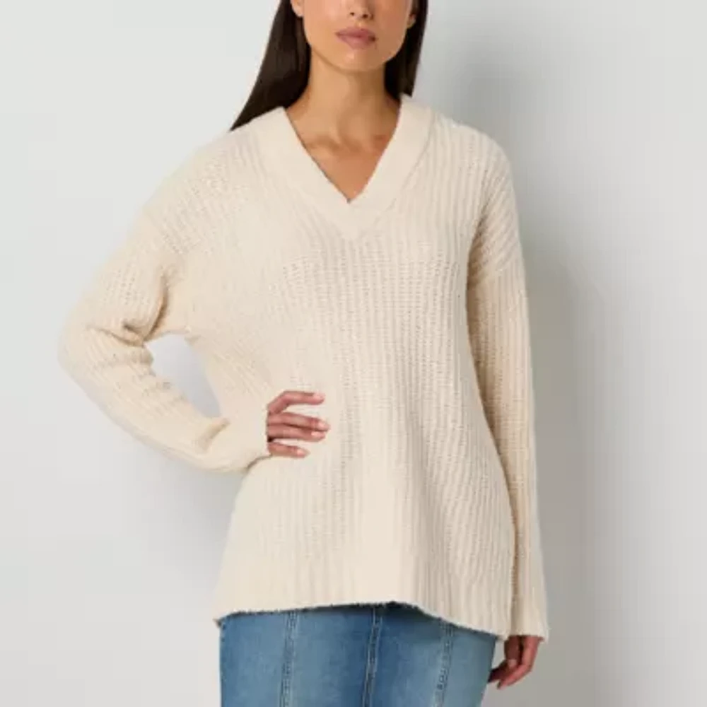 a.n.a Tall Womens V Neck Long Sleeve Pullover Sweater