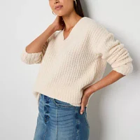 a.n.a Tall Womens V Neck Long Sleeve Pullover Sweater