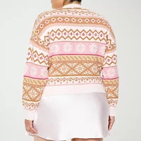 Forever 21 Juniors Plus Fairisle Womens Crew Neck Long Sleeve Holiday Pullover Sweater