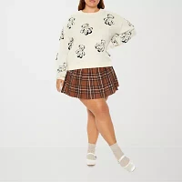 Forever 21 Juniors Bear-Bow Sweater Womens Crew Neck Long Sleeve Holiday Pullover