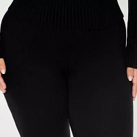 Forever 21-Juniors Plus Foldover Sweater Womens High Rise Flare Pull-On Pants