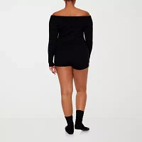 Forever 21 Off Shoulder Long Sleeve Romper-Juniors Plus