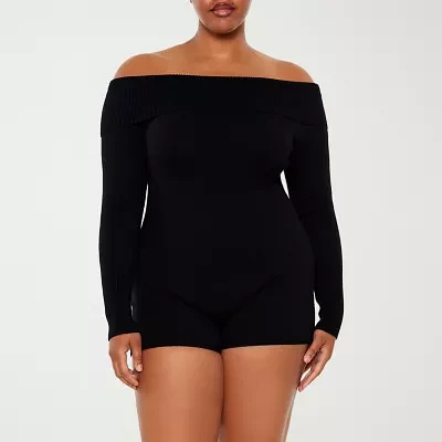 Forever 21 Off Shoulder Long Sleeve Womens Romper-Juniors Plus